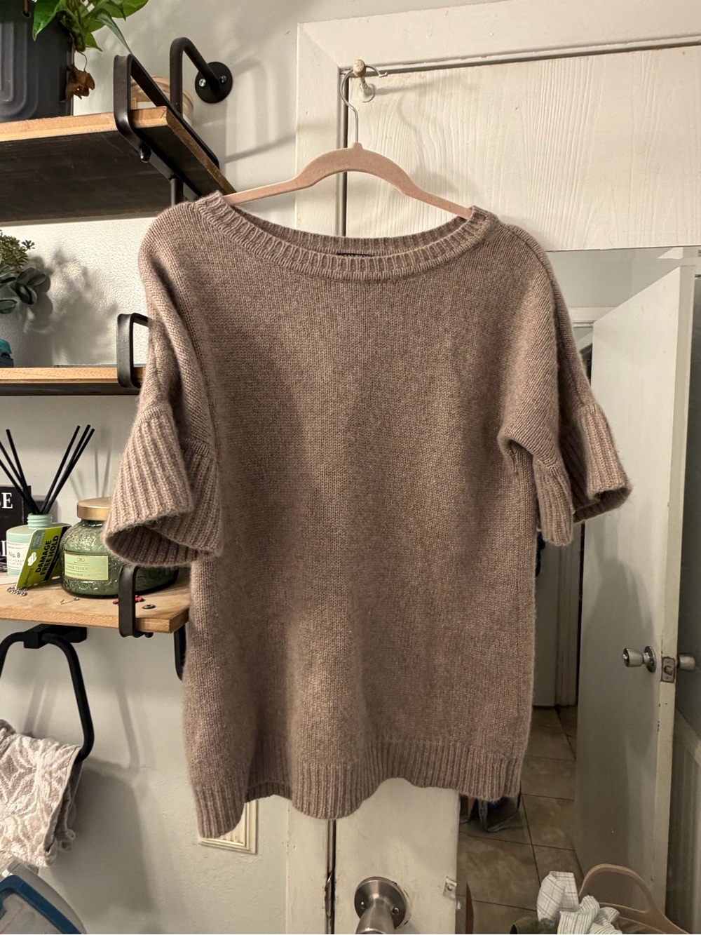 Talbot’s Cashmere Cozy Taupe Short-Sleeve Knit Sweater